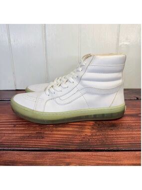 Vans Sk8-Hi Cup Clear Icy White Leather Sneakers Translucent Sole Women’s 10